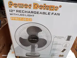 Power Deluxe Table Fan 12" With Solar Panel