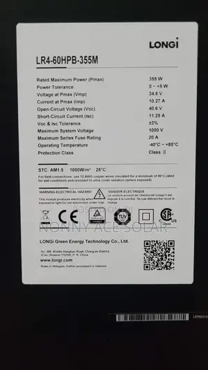 Longi 355watts All Black Half Cut Mono Solar Panel