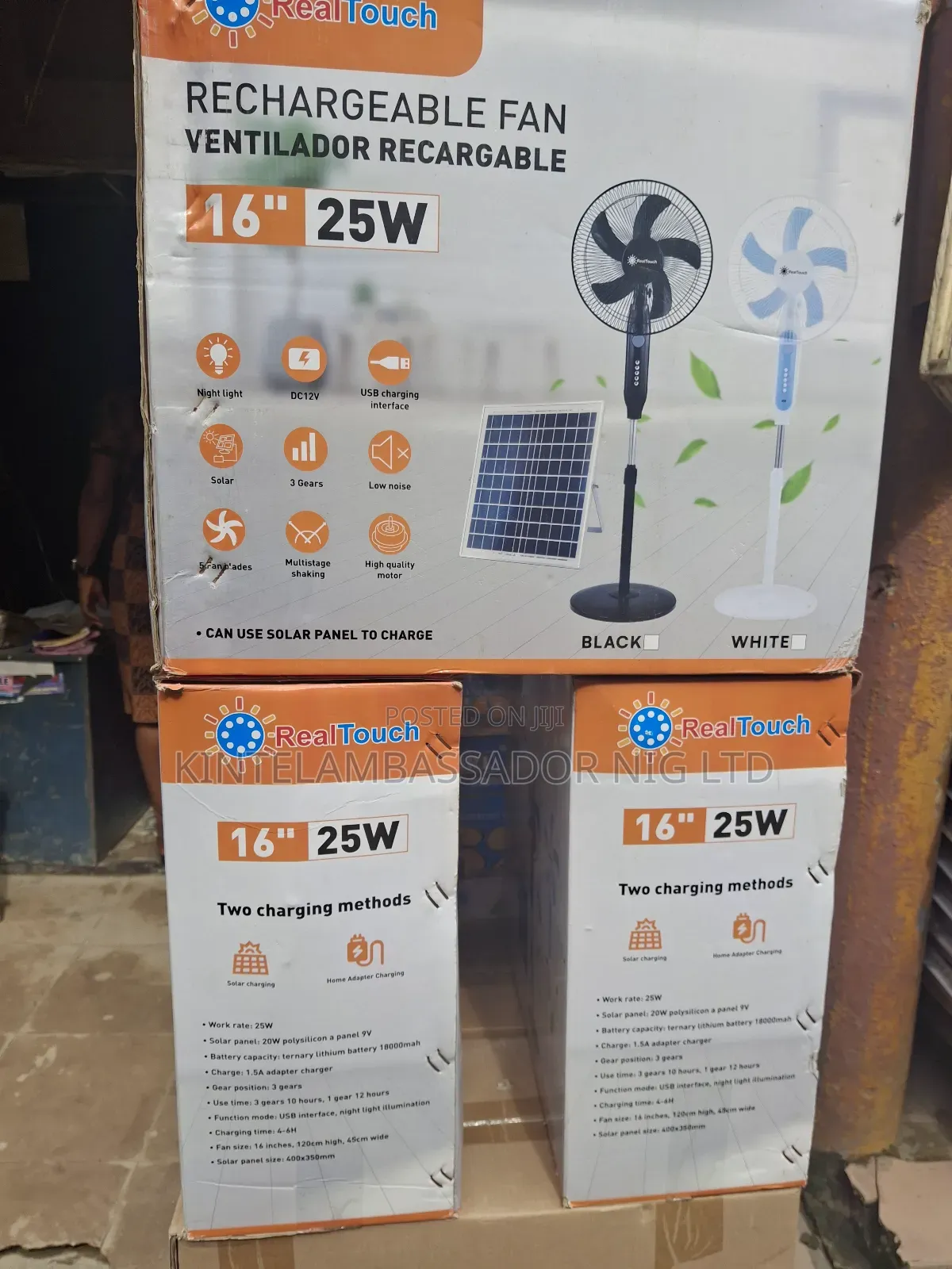 16" Rechargeable Fan With Panel