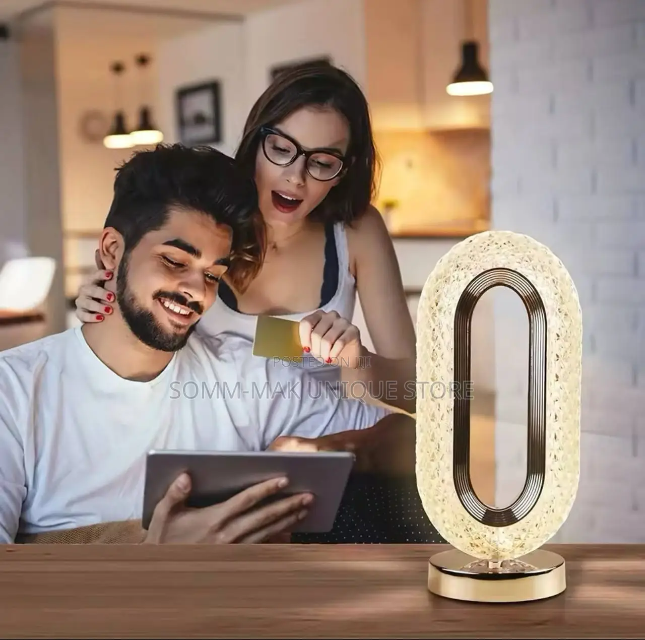 Rechargeable Metal Crystal Table Lamp