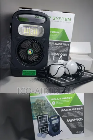 Mini Solar Powered Led Rechargeable Lights Kit
 With Fan