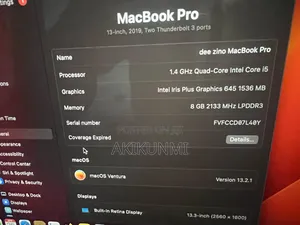 Laptop Apple MacBook Pro 2019 8GB Intel Core I5 SSD 256GB