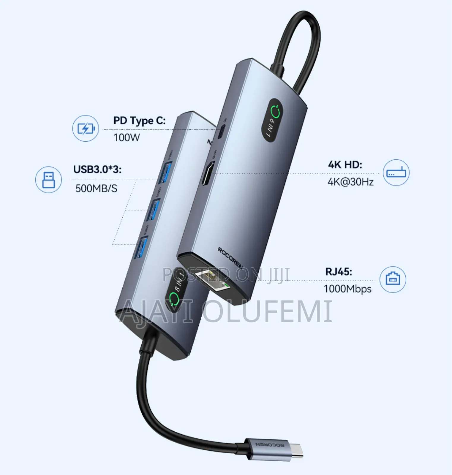 Rocoren 6 in 1 Type C Docking Station