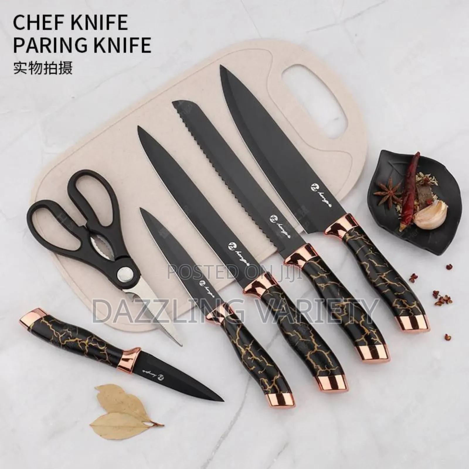 Best 7-Pieces Kitchen Knife Set + Scissors + Knife Sharpener