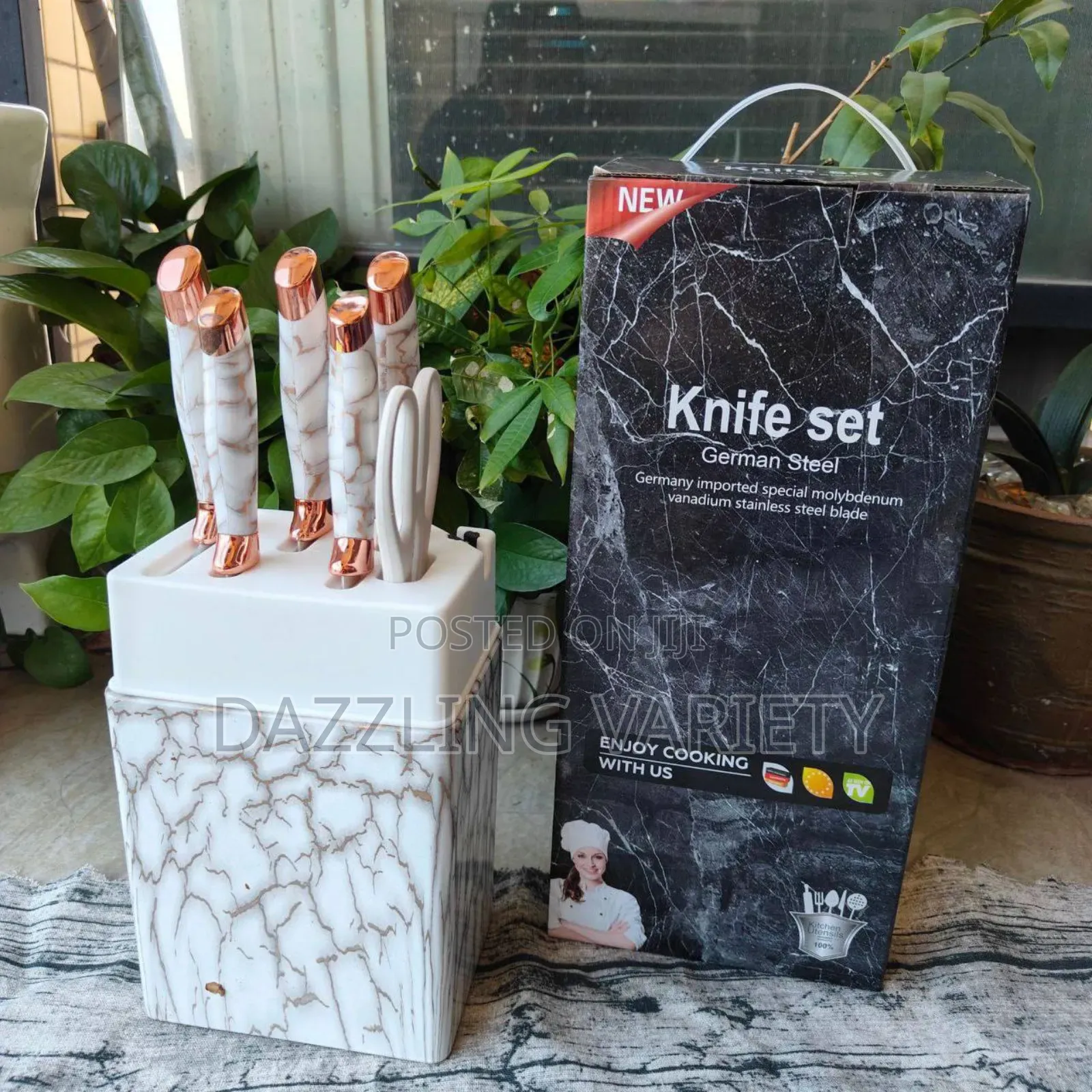 Best 7-Pieces Kitchen Knife Set + Scissors + Knife Sharpener