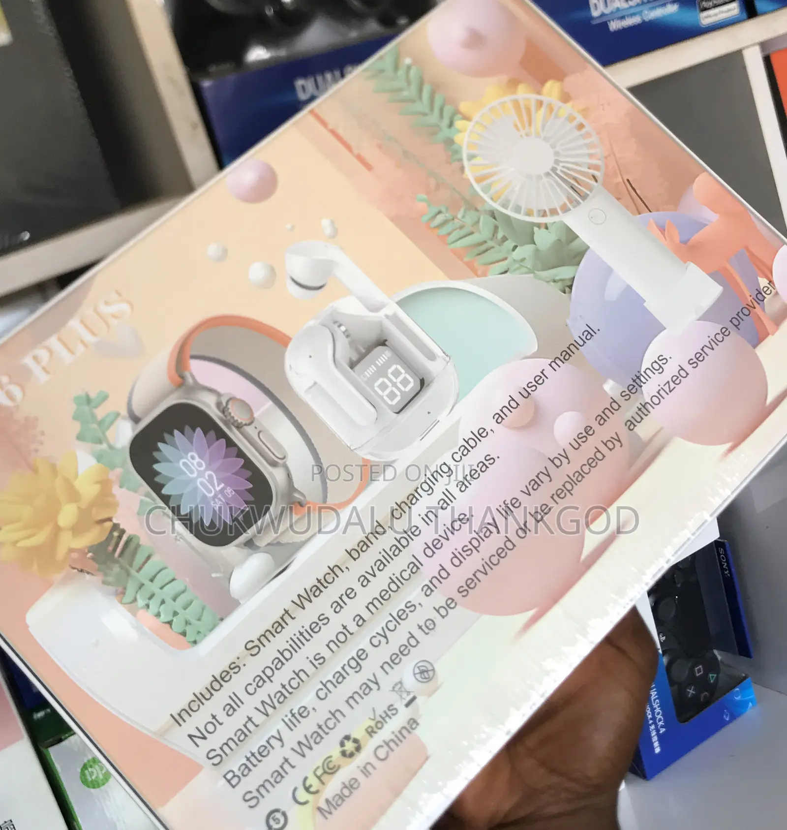 D96 Plus Smartwatch, Rechargeable Fan and Bluetooth