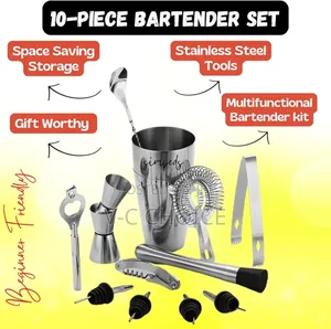 10 Piece Simpeds Bartender Kit With Stand /Bartender Set