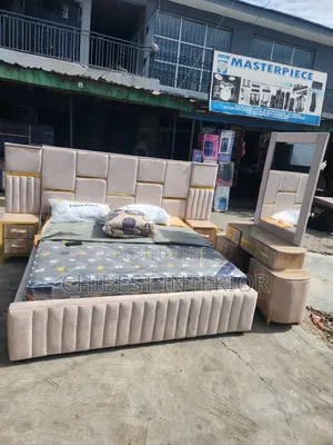 Six by Six Padded Bed With Side Drawers and Mirror