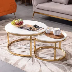 Marble Center Table and Side Stool.