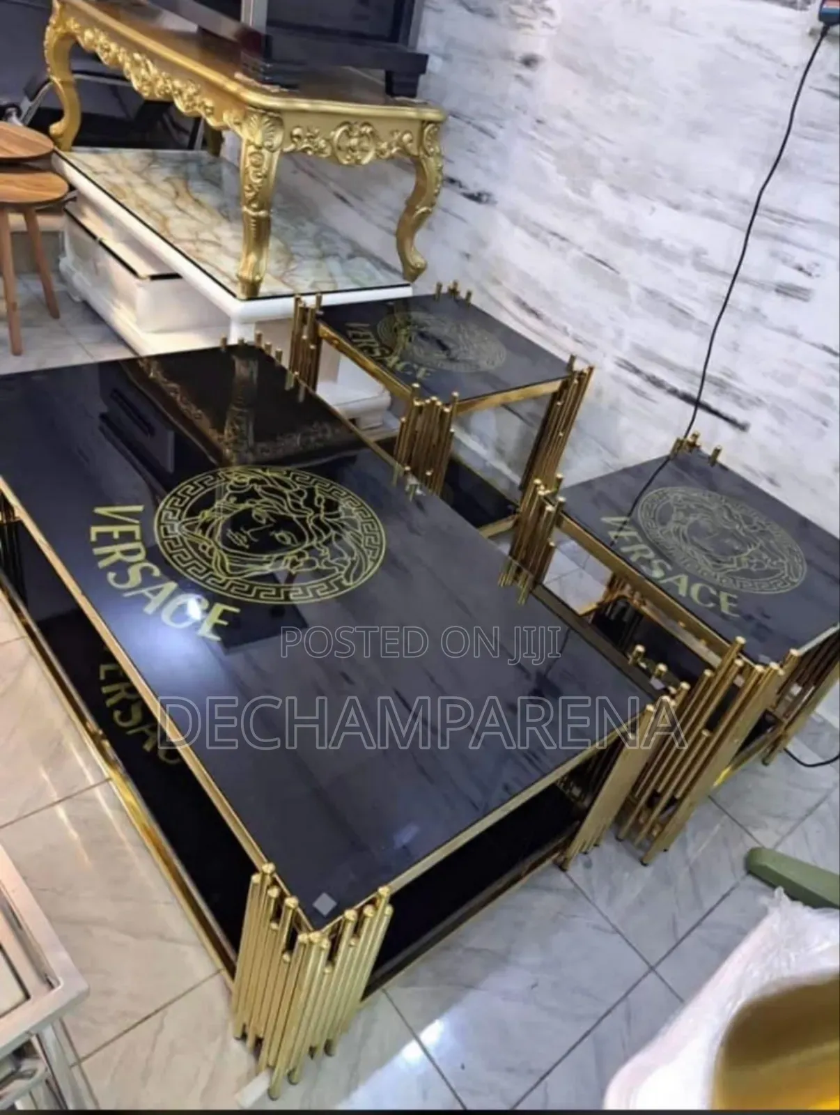 Marble Top Table and 2 Sidestool