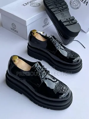 Men's Versace Glossy Leather Double Sole Shoe