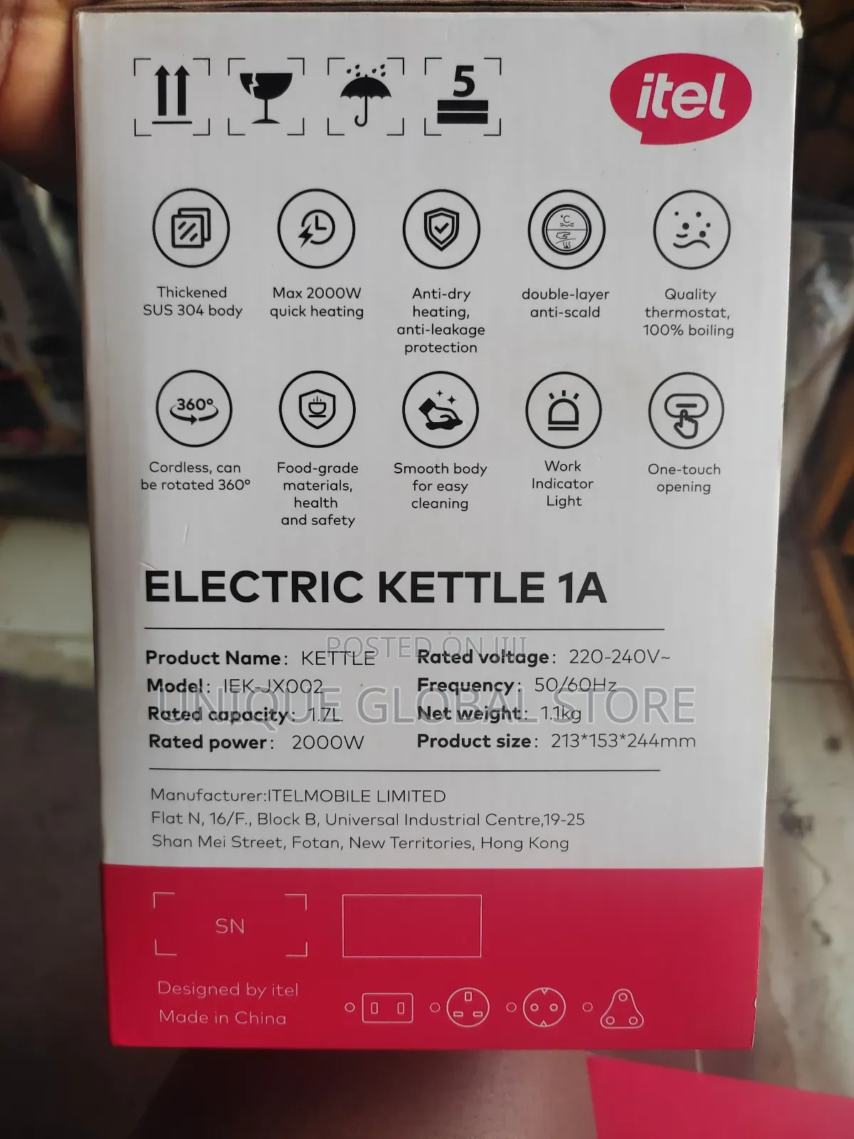 Itel 1.7l Electric Kettle