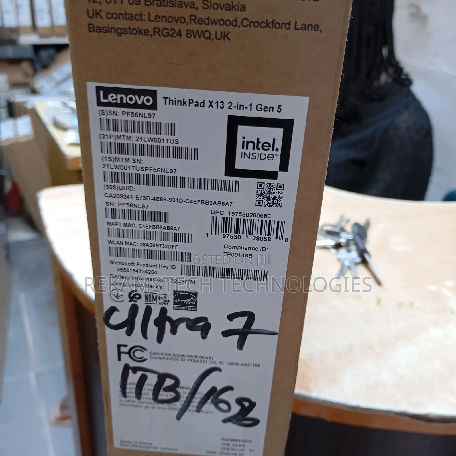 New Laptop Lenovo ThinkPad X13 Gen 2 16GB Intel Core Ultra 7 SSD 1T