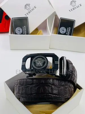 Original Luxury Leather Belts Versace Well Branded Package