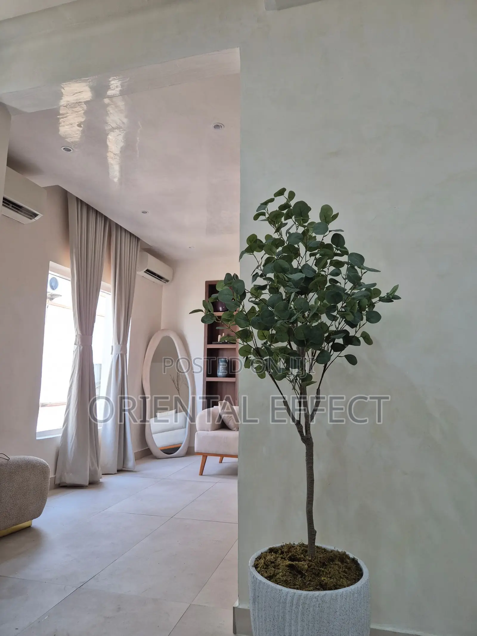 Artificial Eucalyptus Tree With Grey Granite Stripe Bowl