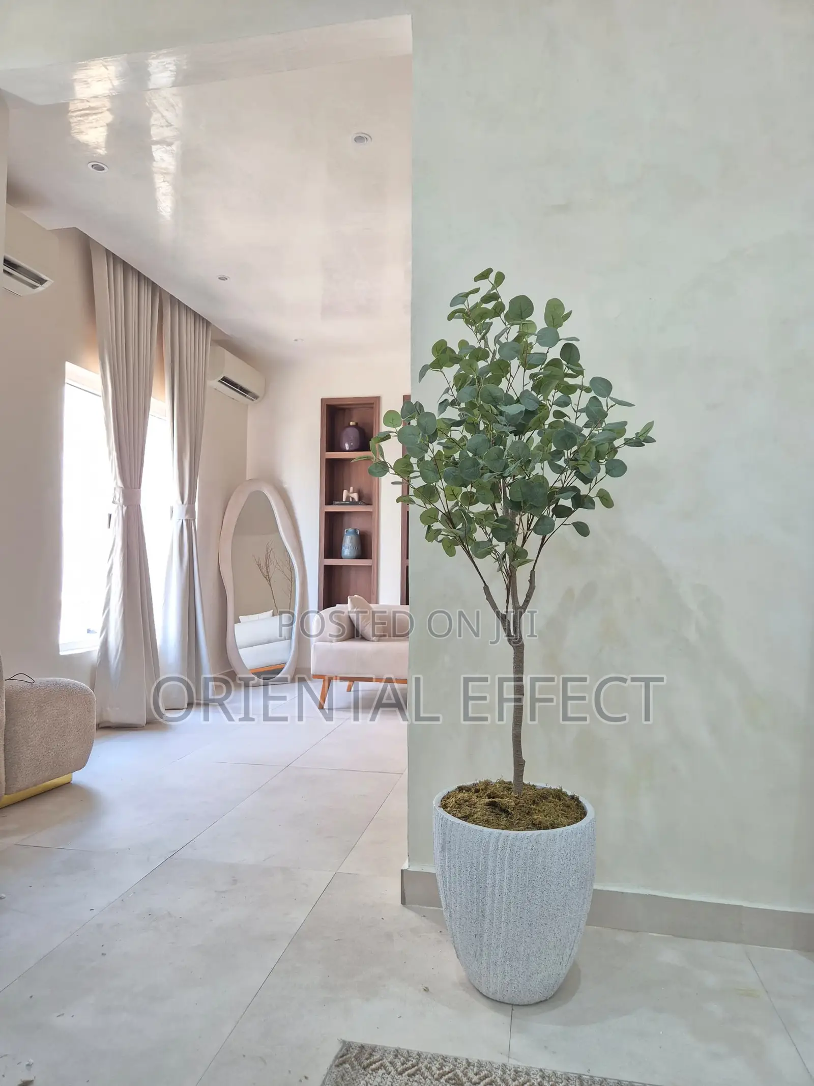 Artificial Eucalyptus Tree With Grey Granite Stripe Bowl
