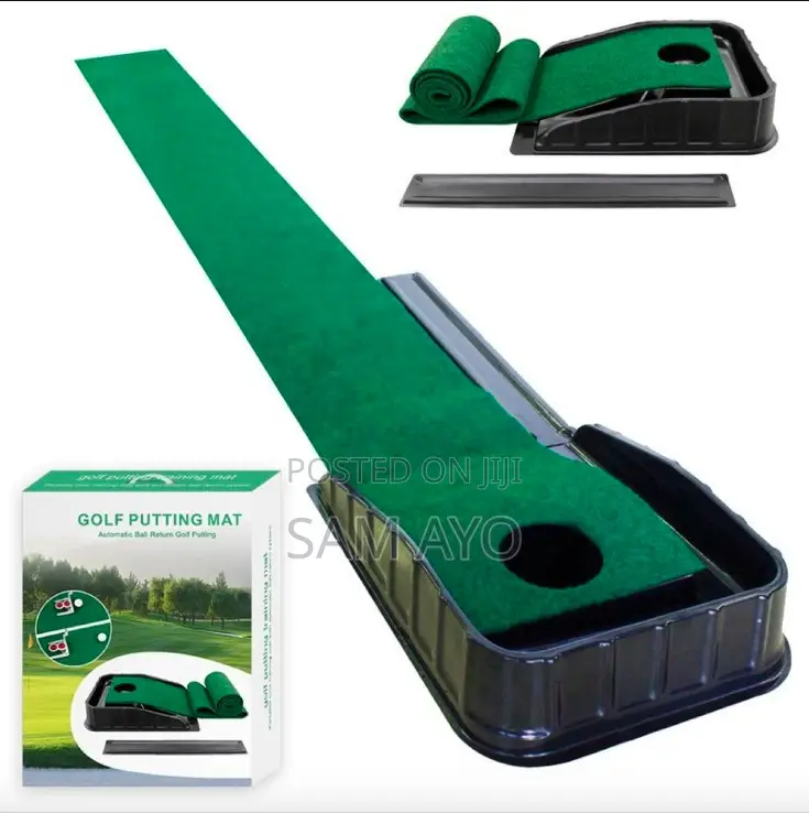 Golf Putting Mat With Return Rail