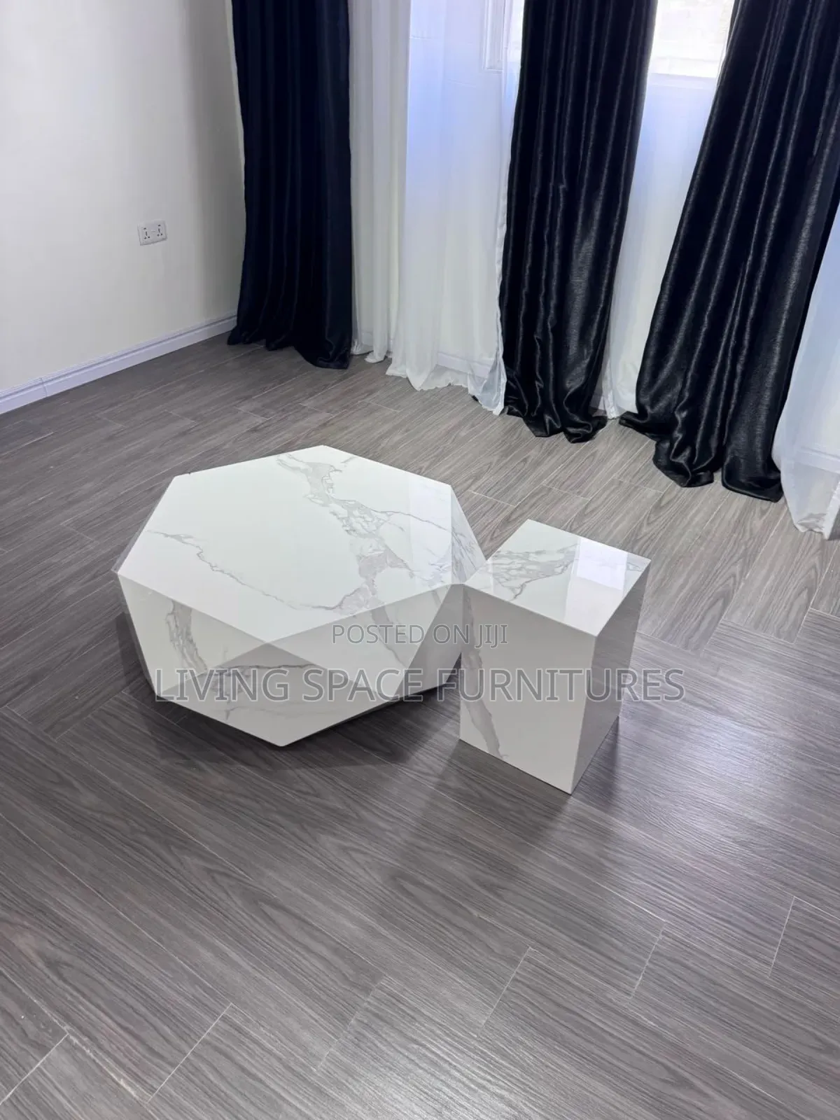 Marble Coffee Table With a Side Stool