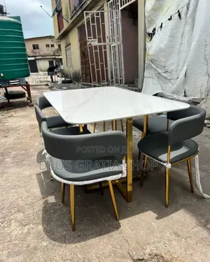 Classic Marble Dining Table With Stainless Base