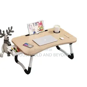 Foldable Laptop Bedside Table With Drawer