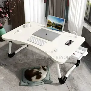 Foldable Laptop Bedside Table With Drawer