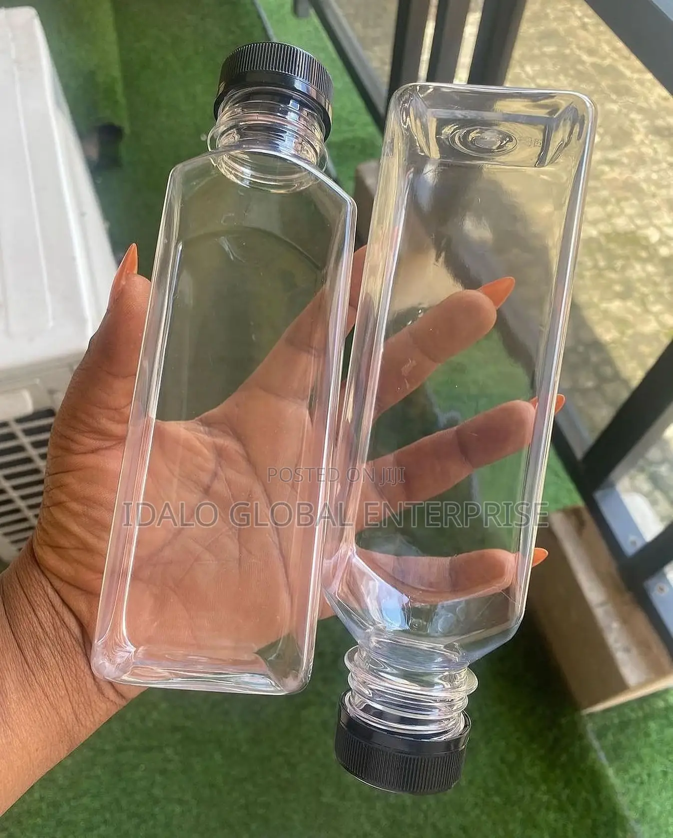 Transparent Square Plastic Bottles - Small Mouth