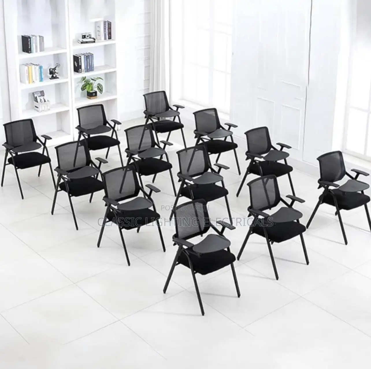Metal Frame Armless Stacking Chair Training Staff Chair