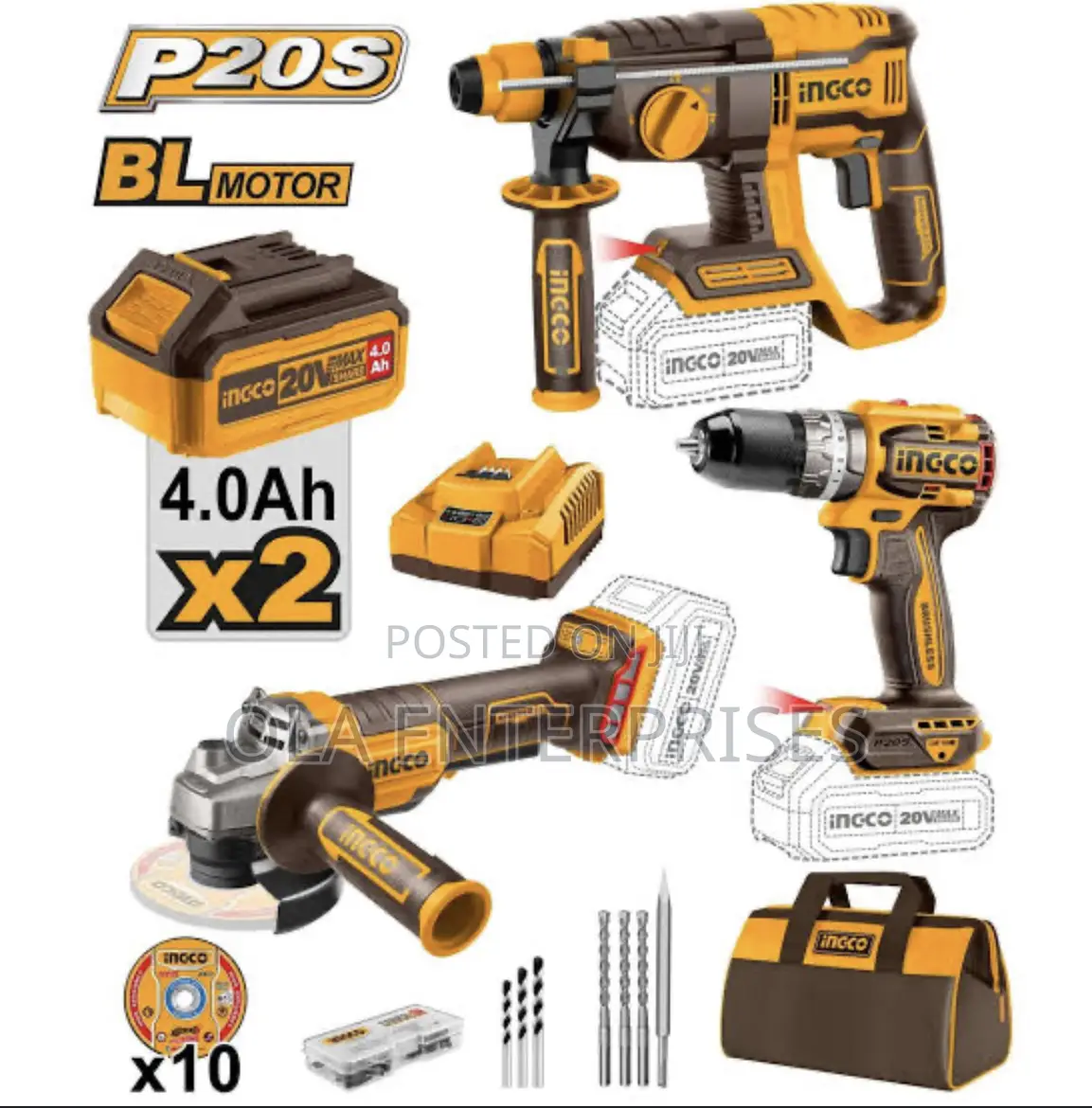 Ingco 20v Cordless 3pcs Combo Kit