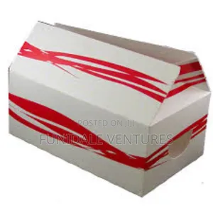 100pcs Red White Printed Take Out Box 9" X 5" X 3"