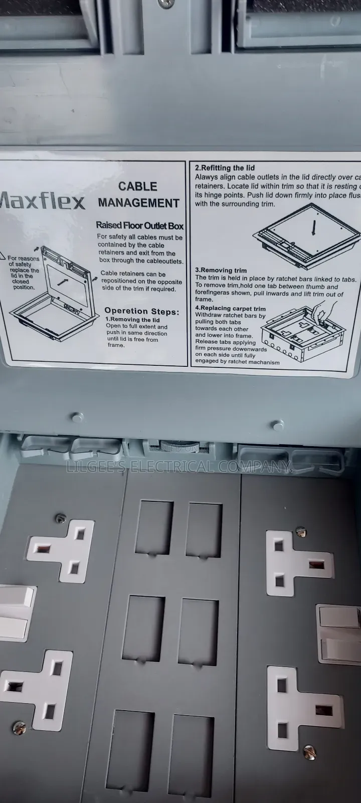 Raised Floor Outlet Box With Socket and Data Port