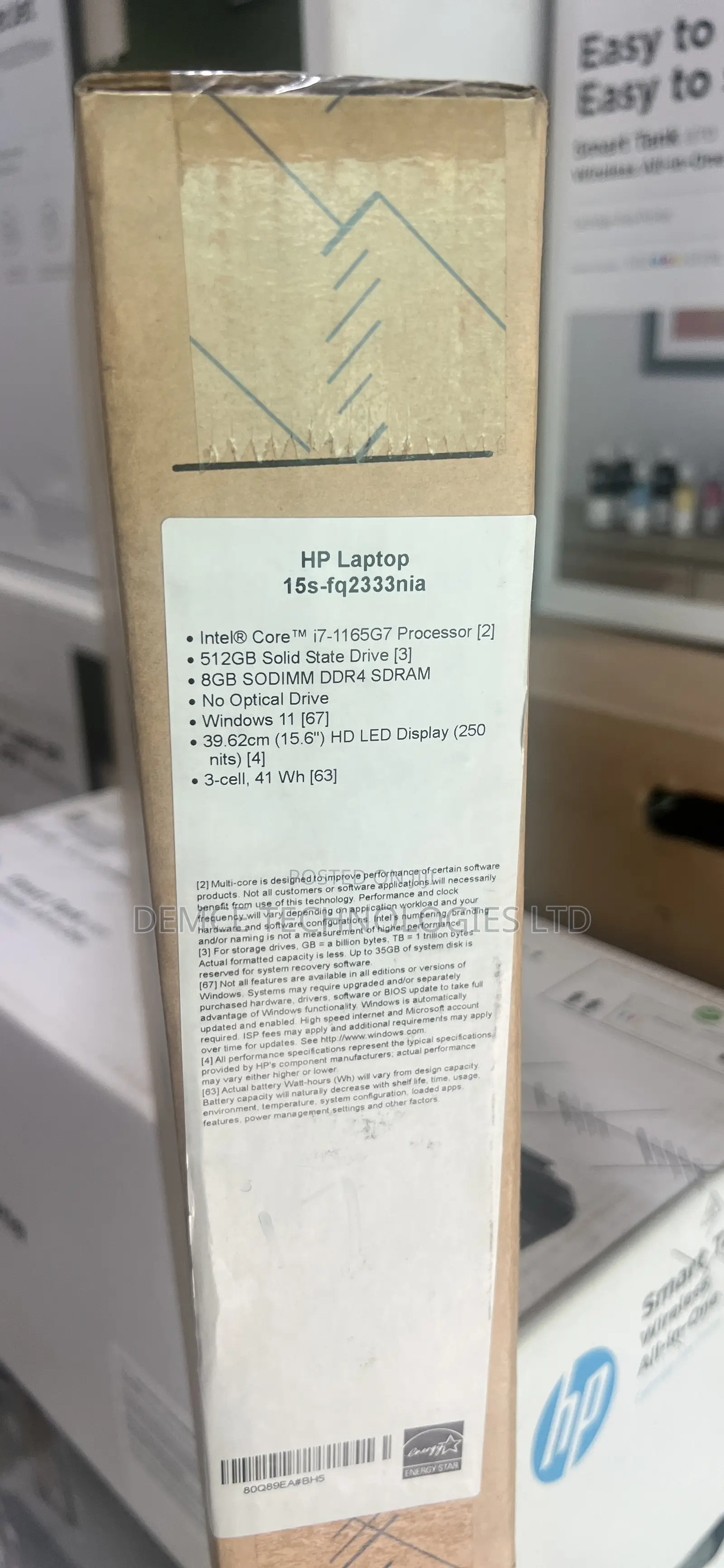 New Laptop HP 15s 8GB Intel Core I7 SSD 512GB