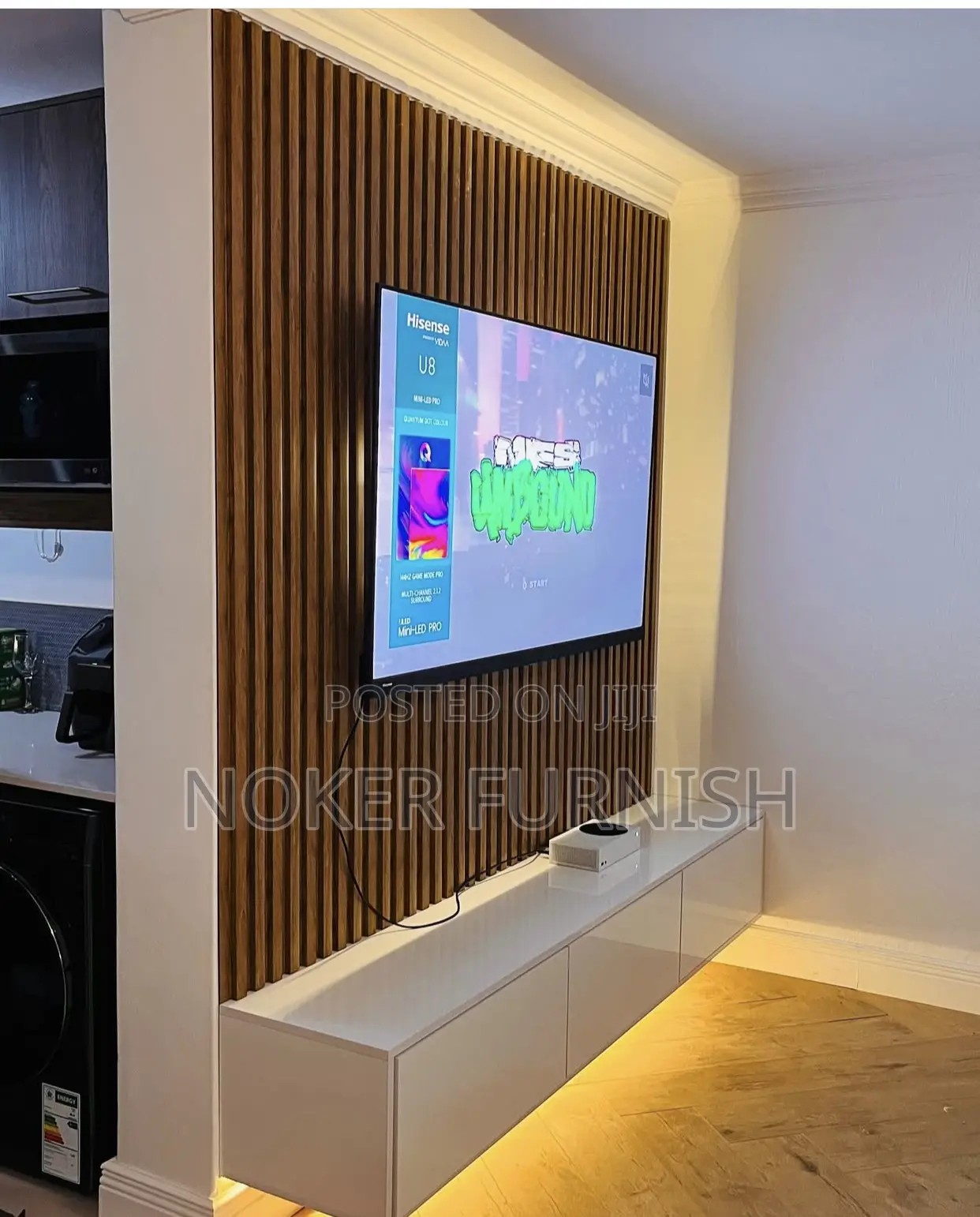 Luxury. Tv Stand Console With Led Lights