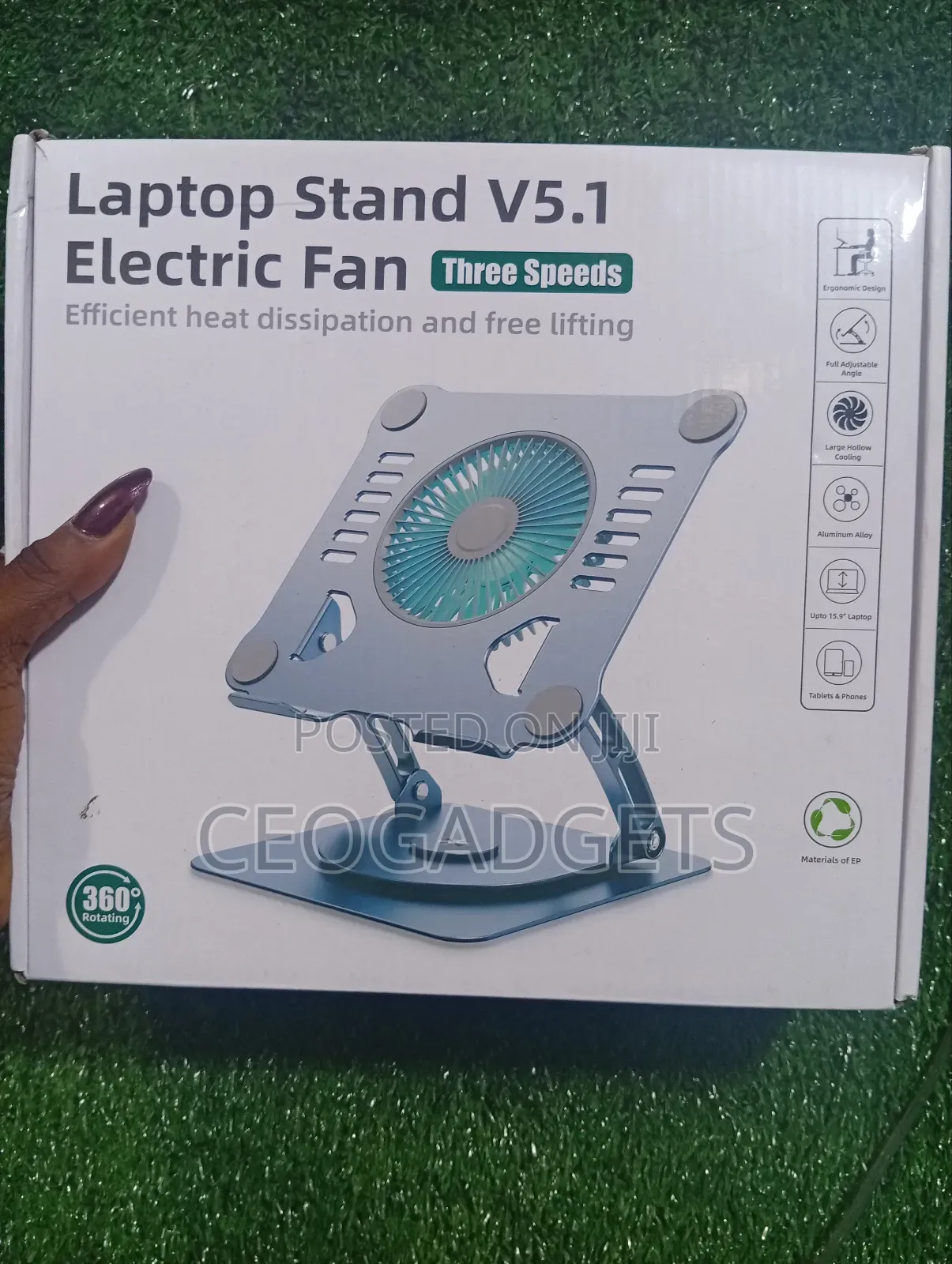 Laptop Stand Adjustable Foldable Design Cooling Fan