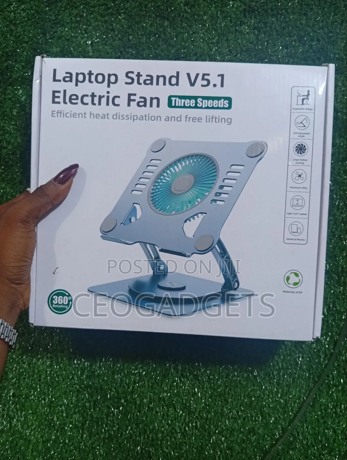 Laptop Stand Adjustable Foldable Design Cooling Fan