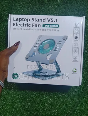Laptop Stand Adjustable Foldable Design Cooling Fan