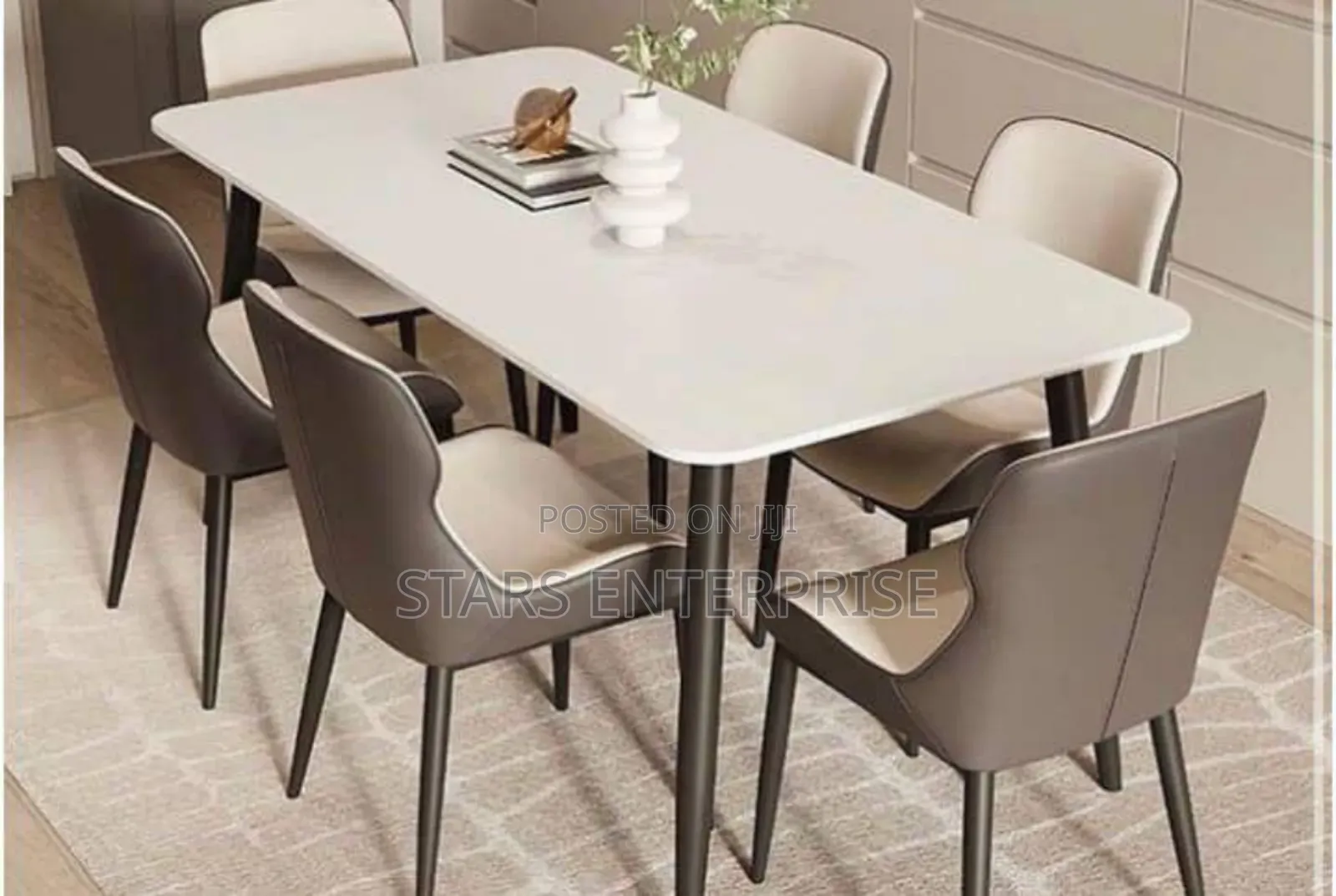 6 Seater Marble Dining Table Set