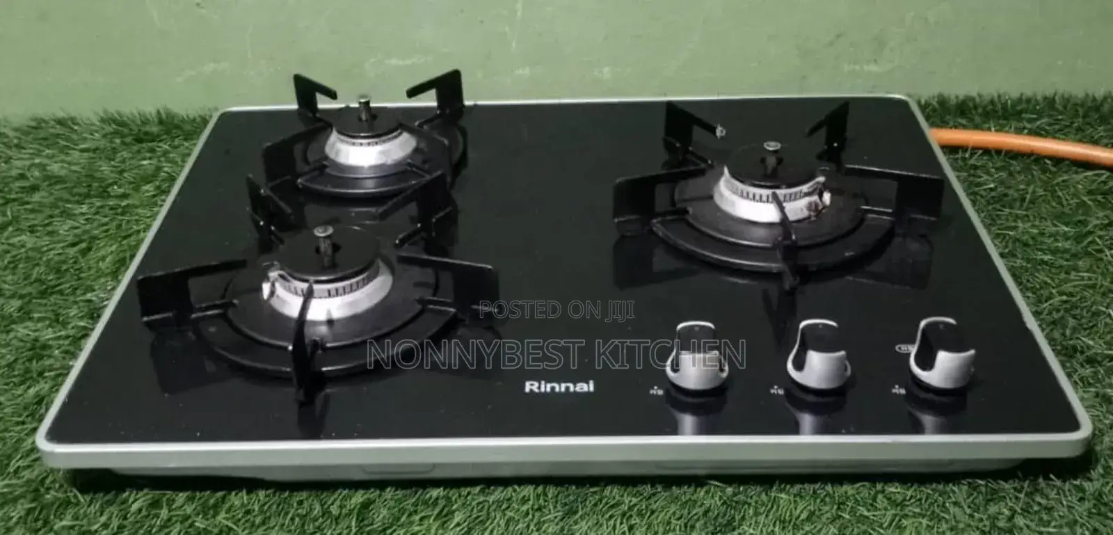 Rinnai 3 Burners Table Gas Cooker, Automatic Ignition, Glass