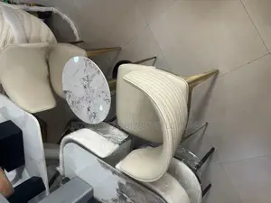 Modern Set of Two Dining Chairs With Marble Stool