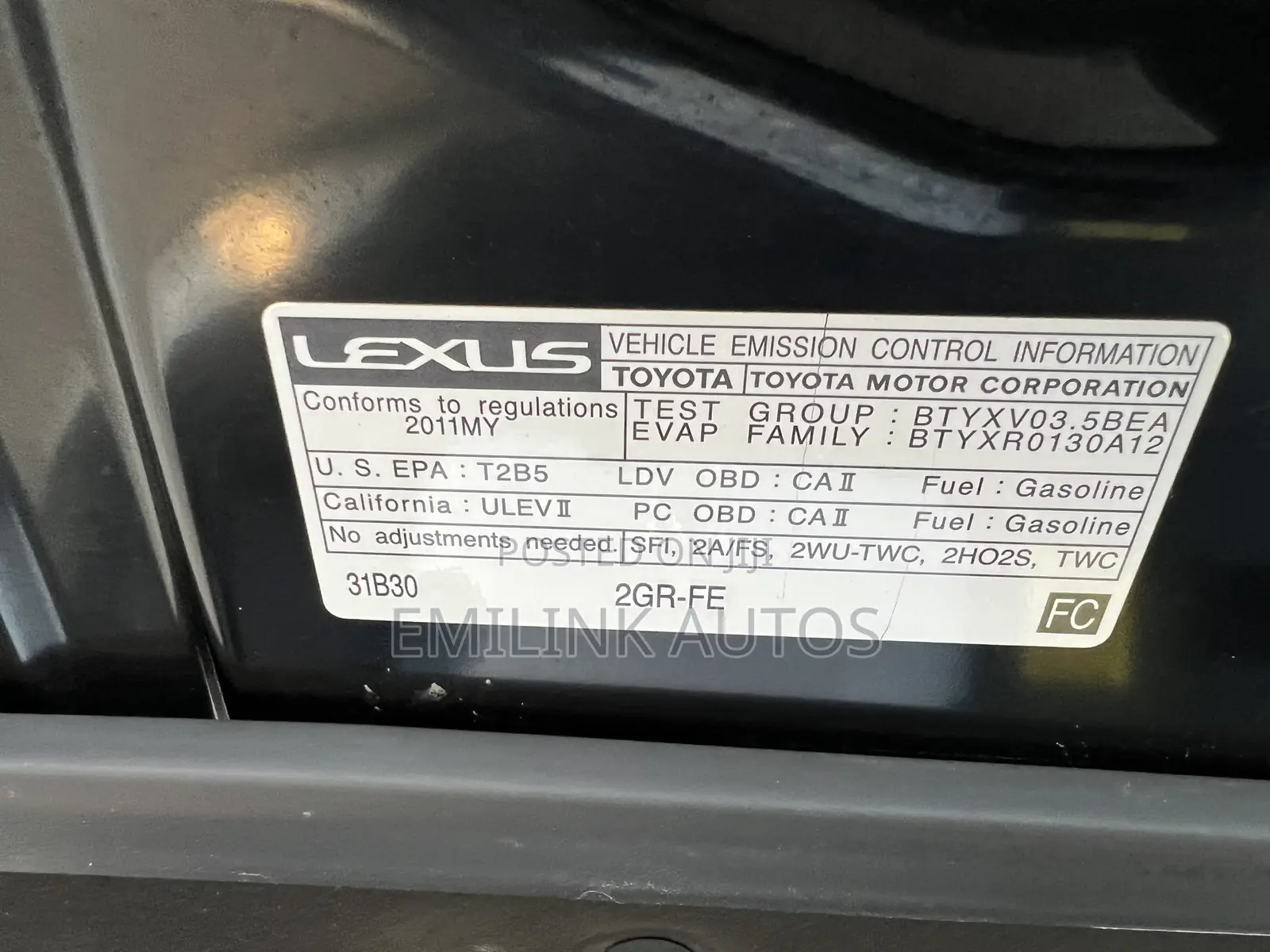 Lexus ES 350 2011 Black