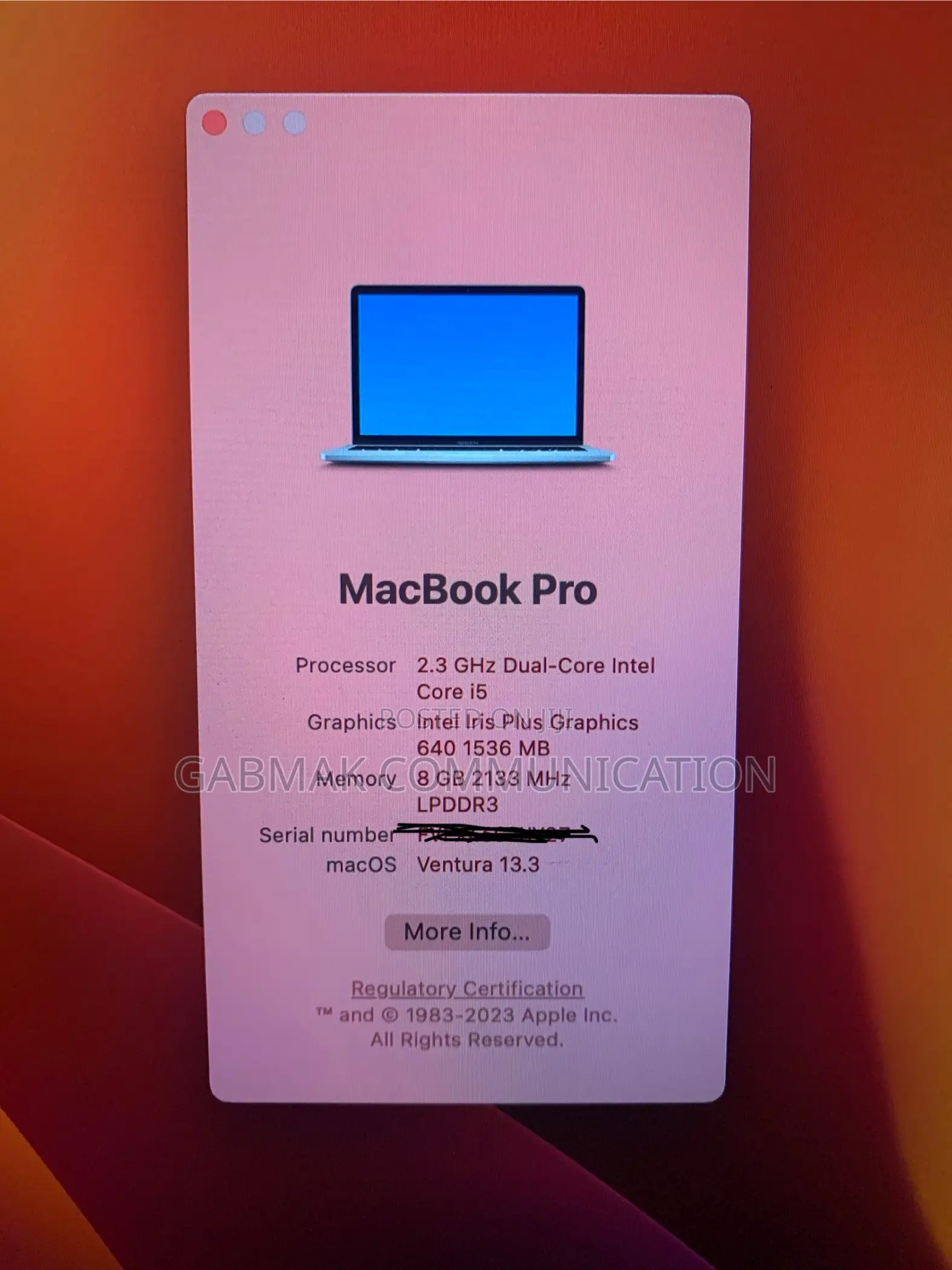 Laptop Apple MacBook Pro 2017 8GB Intel Core I5 SSD 256GB