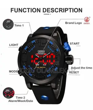 Photo - Ohsen Waterproof Double Time Rubber Wristwatch
