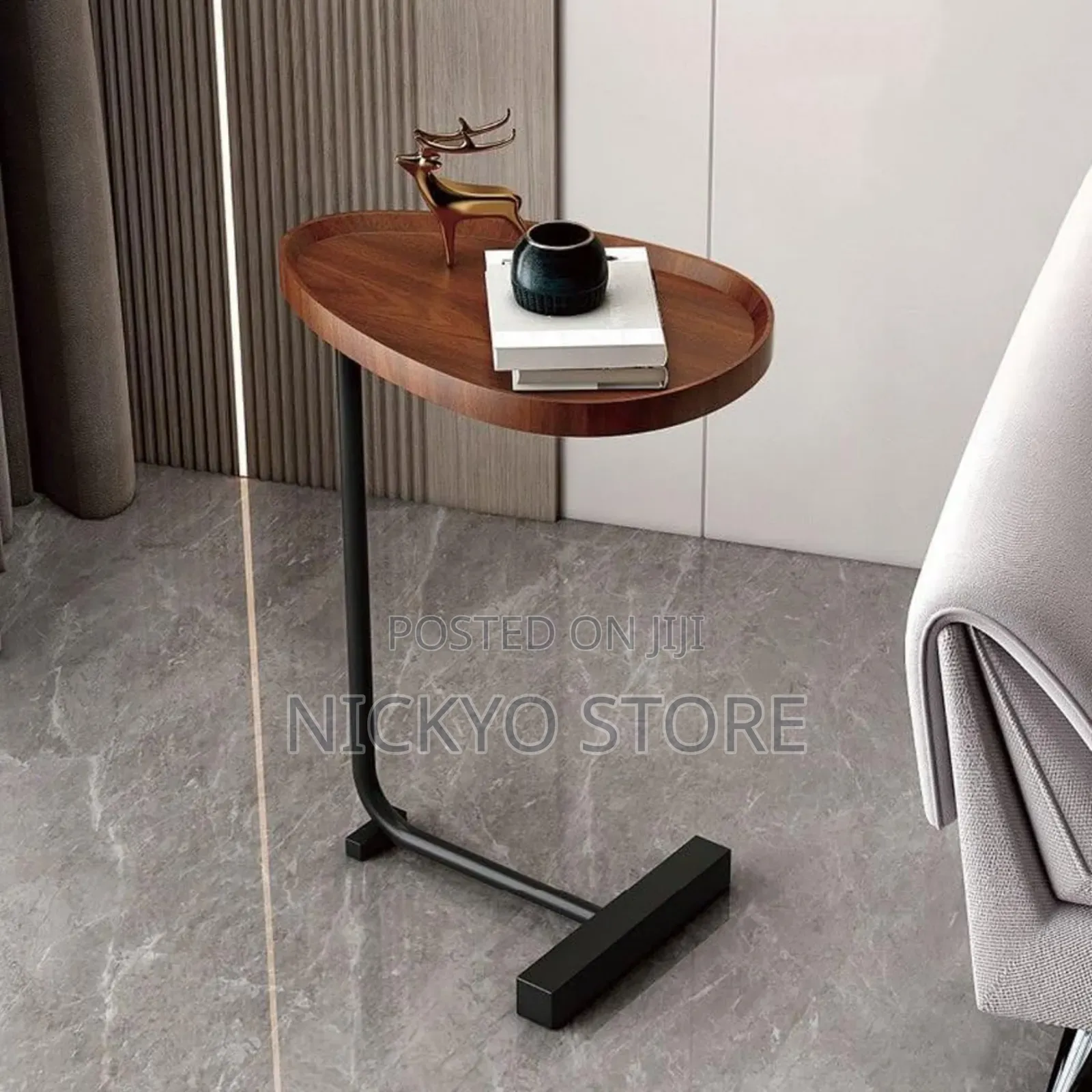 C Shaped End Table, Narrow Side Table