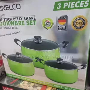 Kinelco 3 Pieces Non-Stick Belly Shape Cookware Set