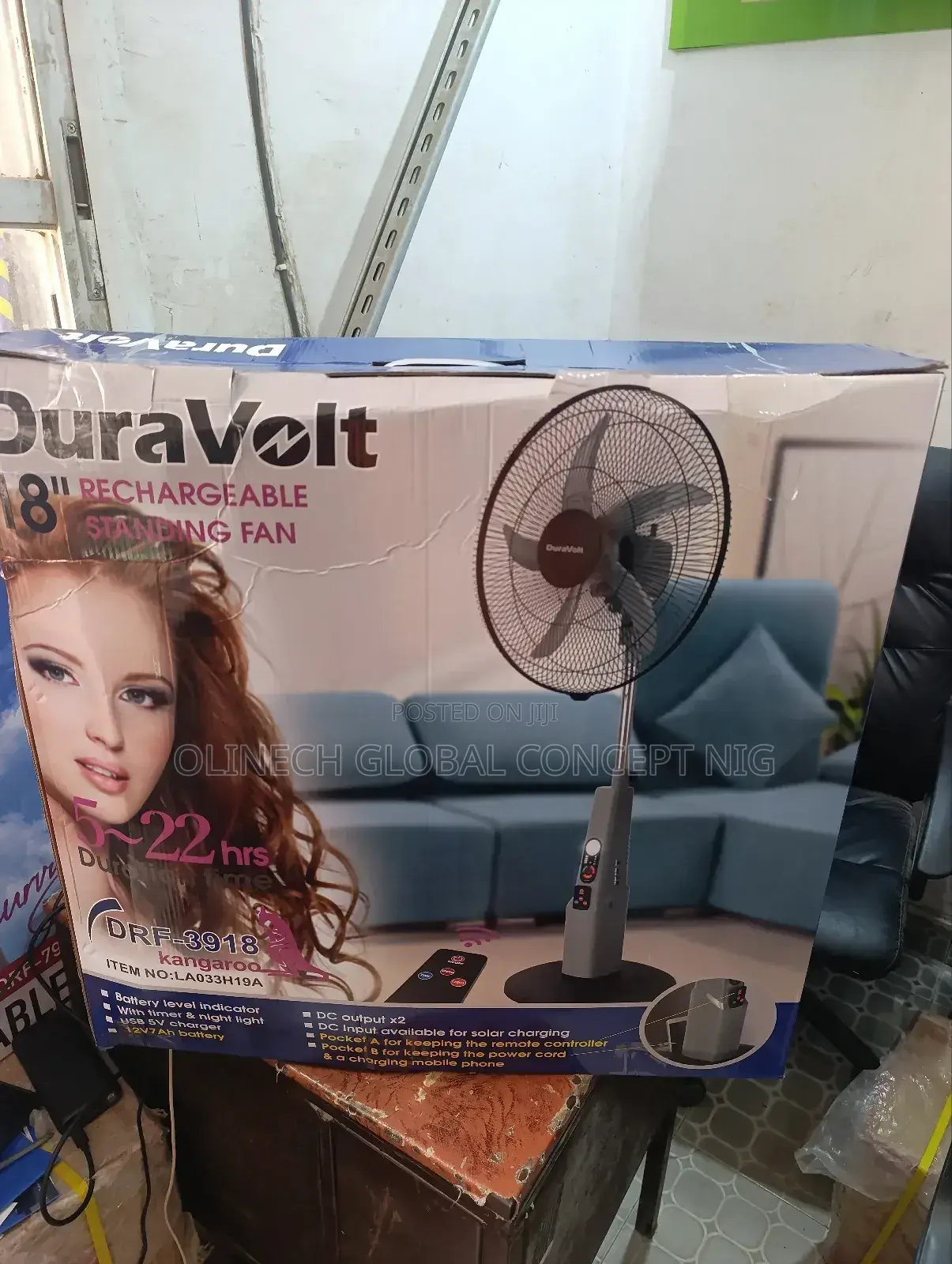 18 Inches Duravolt Rechargeable Standing Fan
