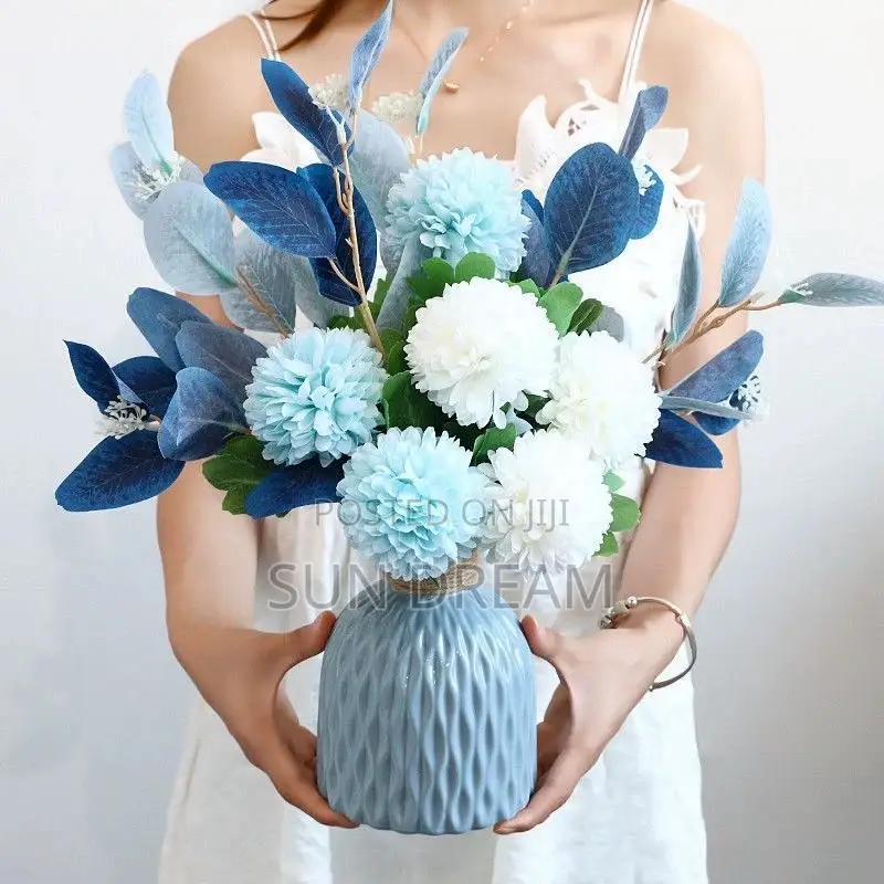 Artificial Flower Blue Flowers With Vase