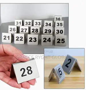 Metal Tent Table Numbers Signs for Restaurants, Cafes, Bars