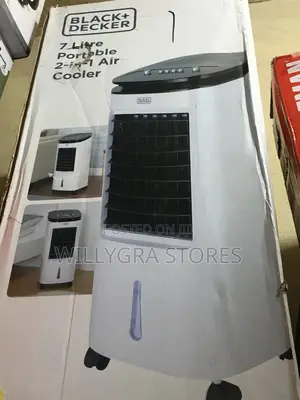 Black Decker 7 Litre Portable 2-in-1 White Air Cooler