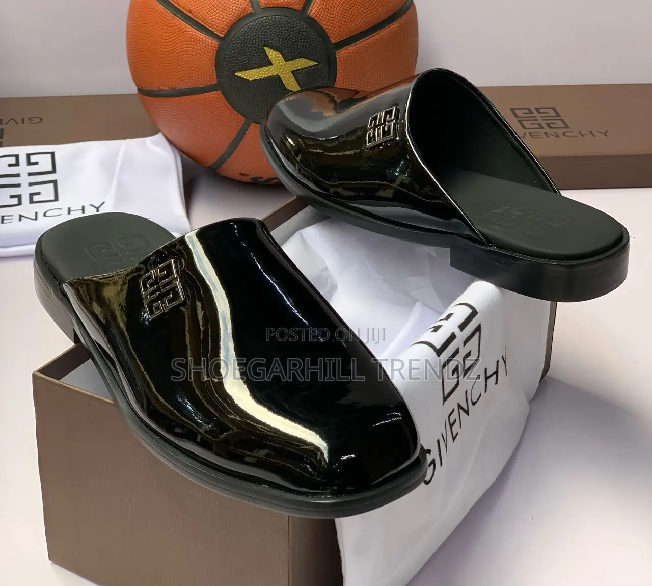 Patent and Plain Leather Half Shoes