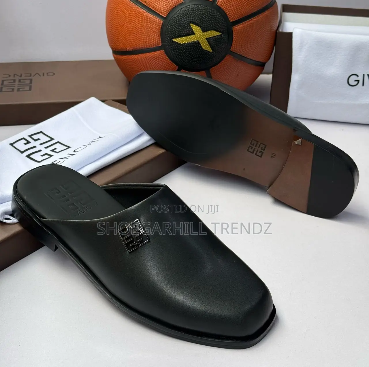 Patent and Plain Leather Half Shoes