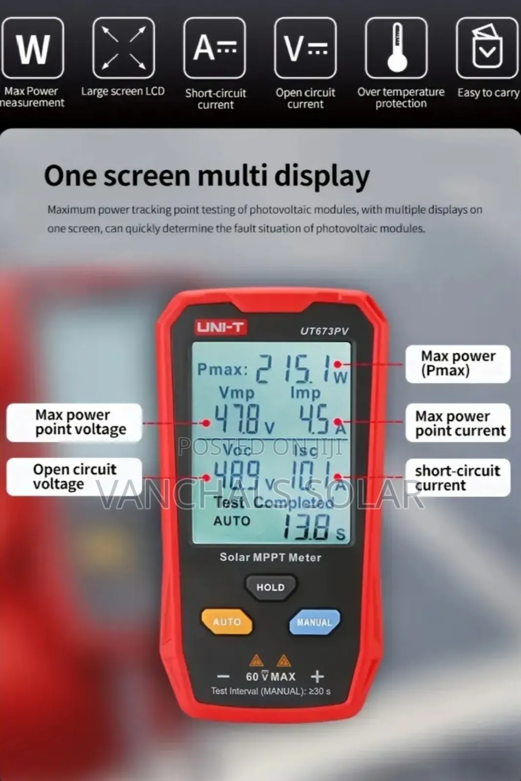Solar Panel Meter Tester 800w